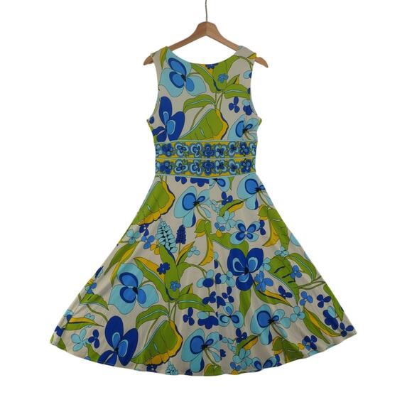 Donna Morgan Retro Floral Fit & Flare Dress 10 – 60s 70s Mod Print Boho A-Line - Picture 6 of 6